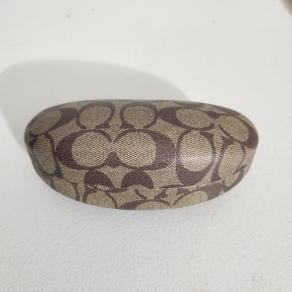 Coach Signature Pattern Hard Eyeglass Sunglasses Case Beige & Brown - Picture 1 of 11